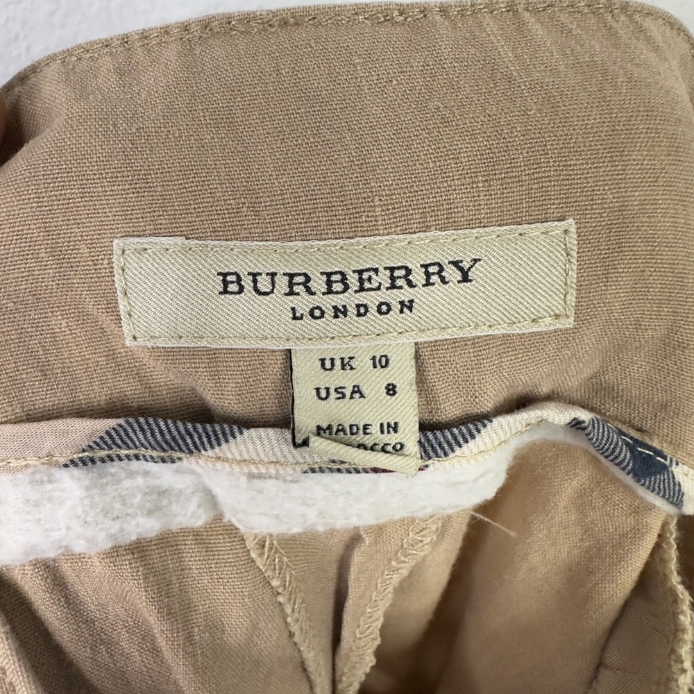 Burberry Pants Women 8 Brown Linen Blend Wide Leg Quiet Luxury Minimalist Career - Picture 5 of 8